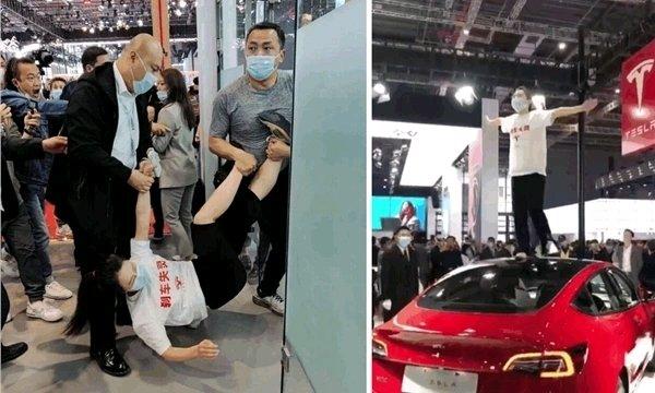 赔偿17万！特斯拉刹车失灵案大结局，车顶维权女车主再审被驳回此前，“车顶维权女车