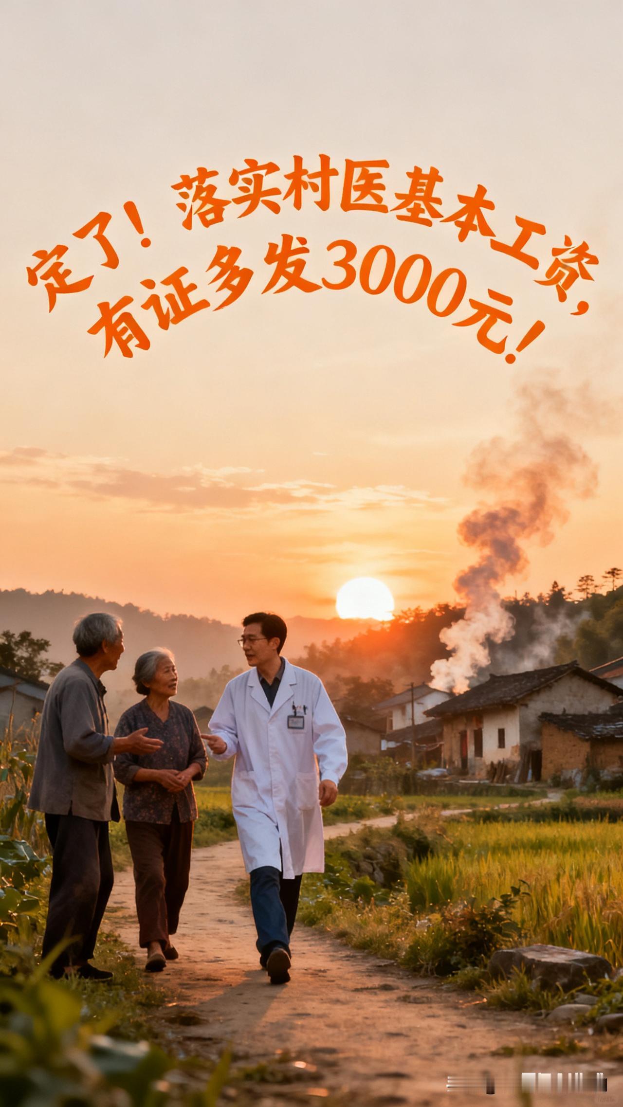 村医基本工资全面落实，持证者每月额外增发3000元，基层医疗迎来新曙光近日