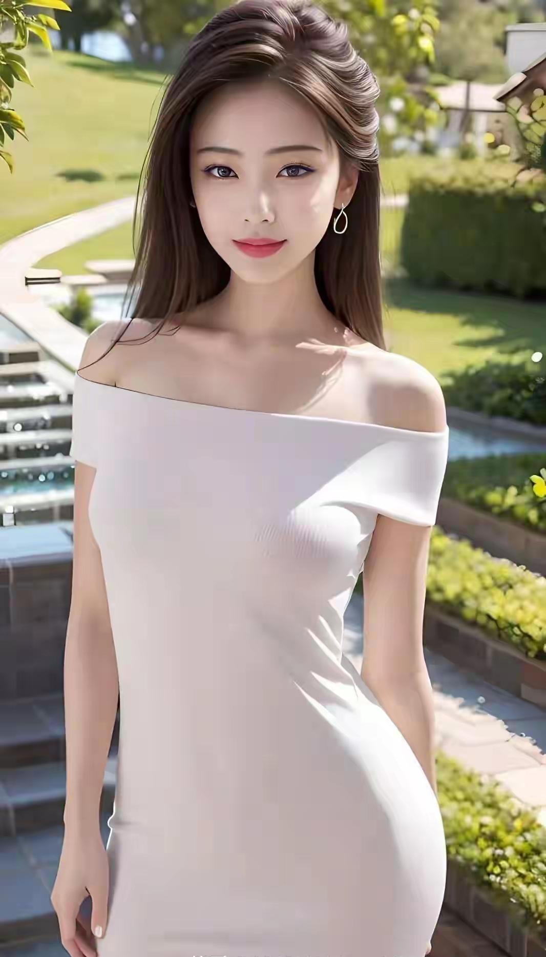 优雅白裙，清新自然，阳光下的美丽瞬间