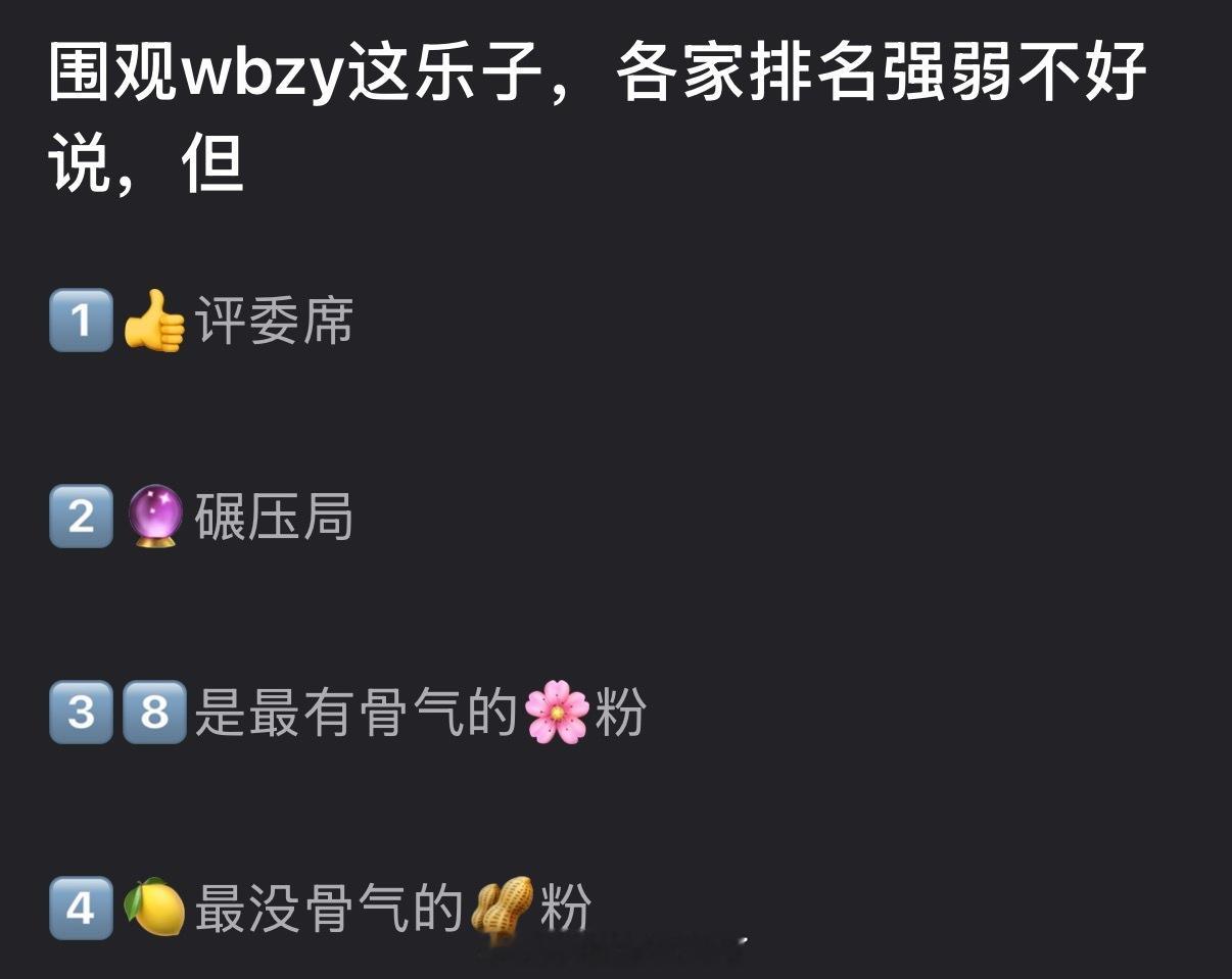 围观微博之夜乐子的网友说各家排名强弱不好说，但肖战家评委席，梓渝家碾压局，8️⃣
