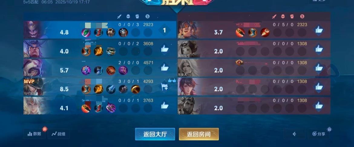 王者荣耀这是什么情况呀？对面还有四个人从开局到结束都没见过，泉水也没有。[疑问