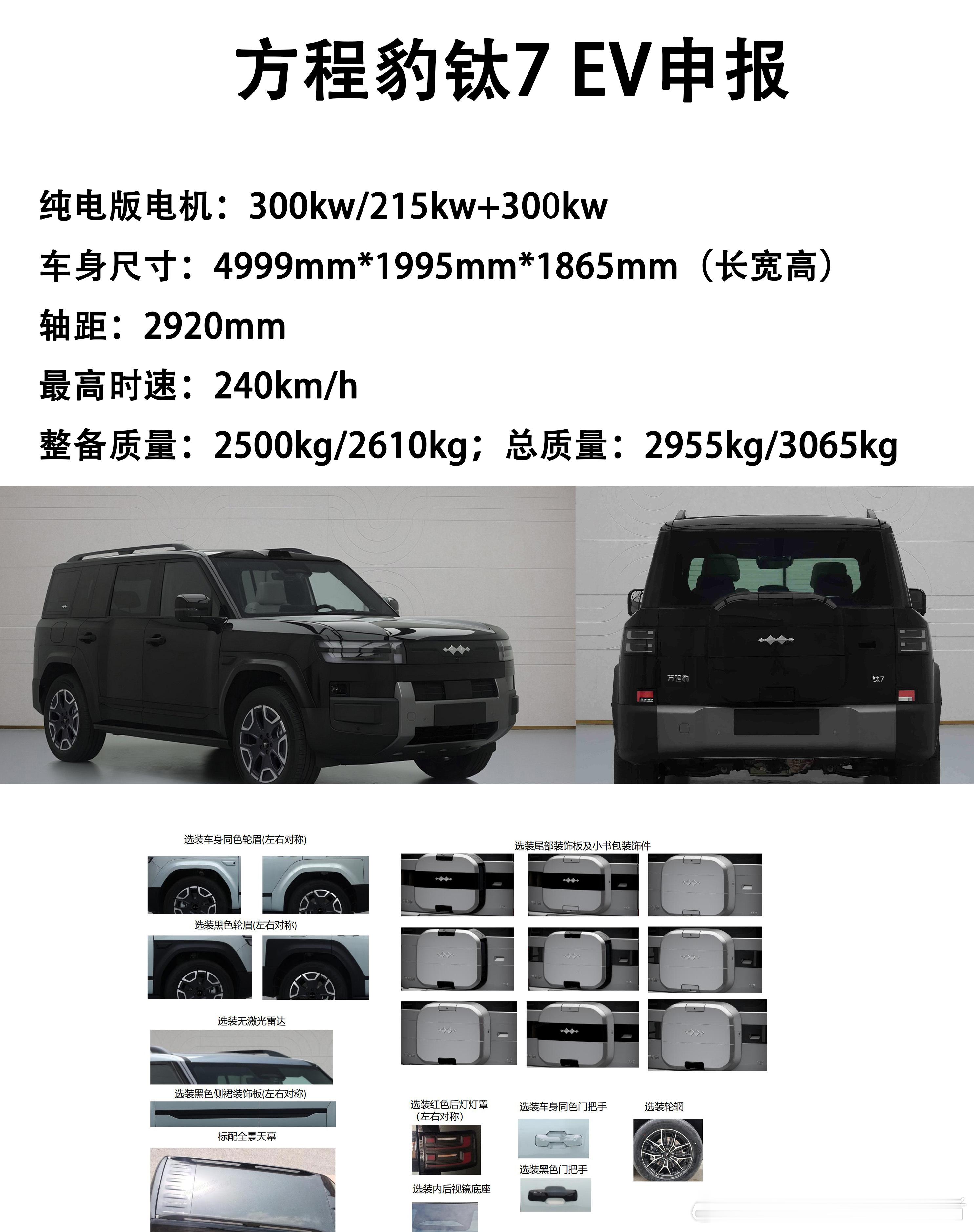 比亚迪大唐和方程豹钛7纯电申报在本期工信部申报中，比亚迪的新车只有三款，分别是大