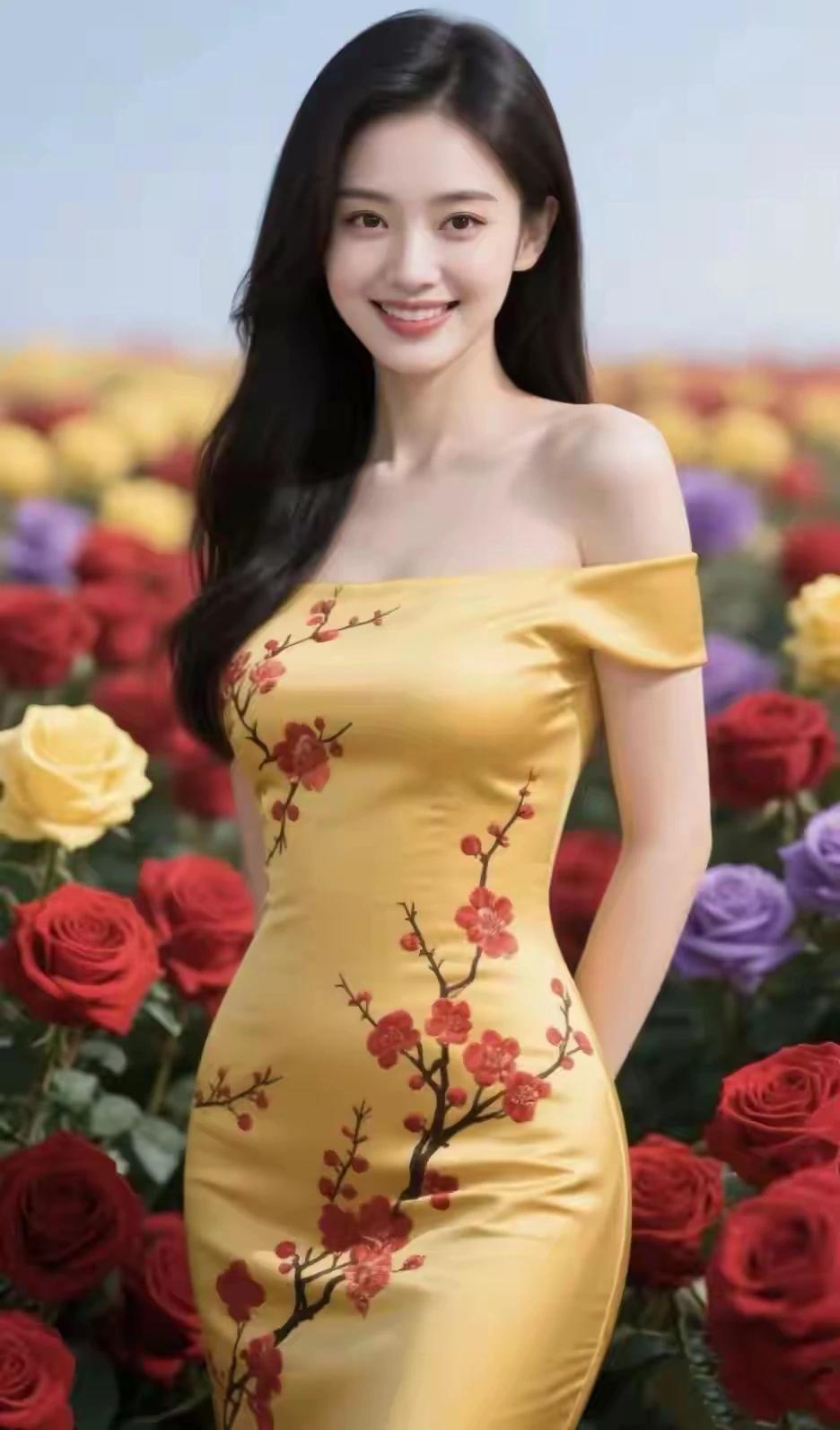 东方佳丽，一袭旗袍。优雅风尚，文化底蕴。牡丹刺绣，风格多样。开叉设计，凸显