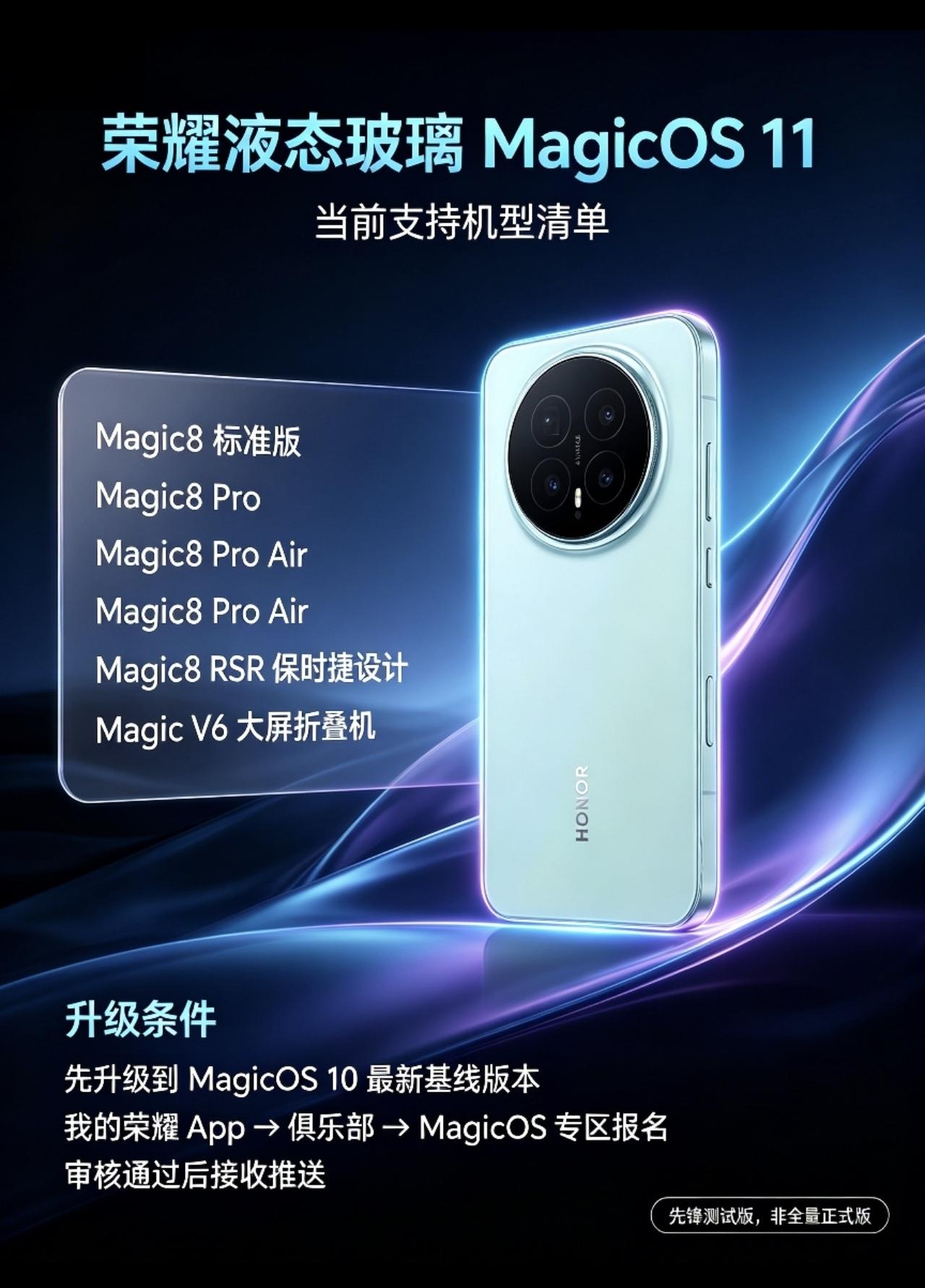 荣耀液态玻璃MagicOS11，目前哪些机型能更新？不少朋友问MagicO