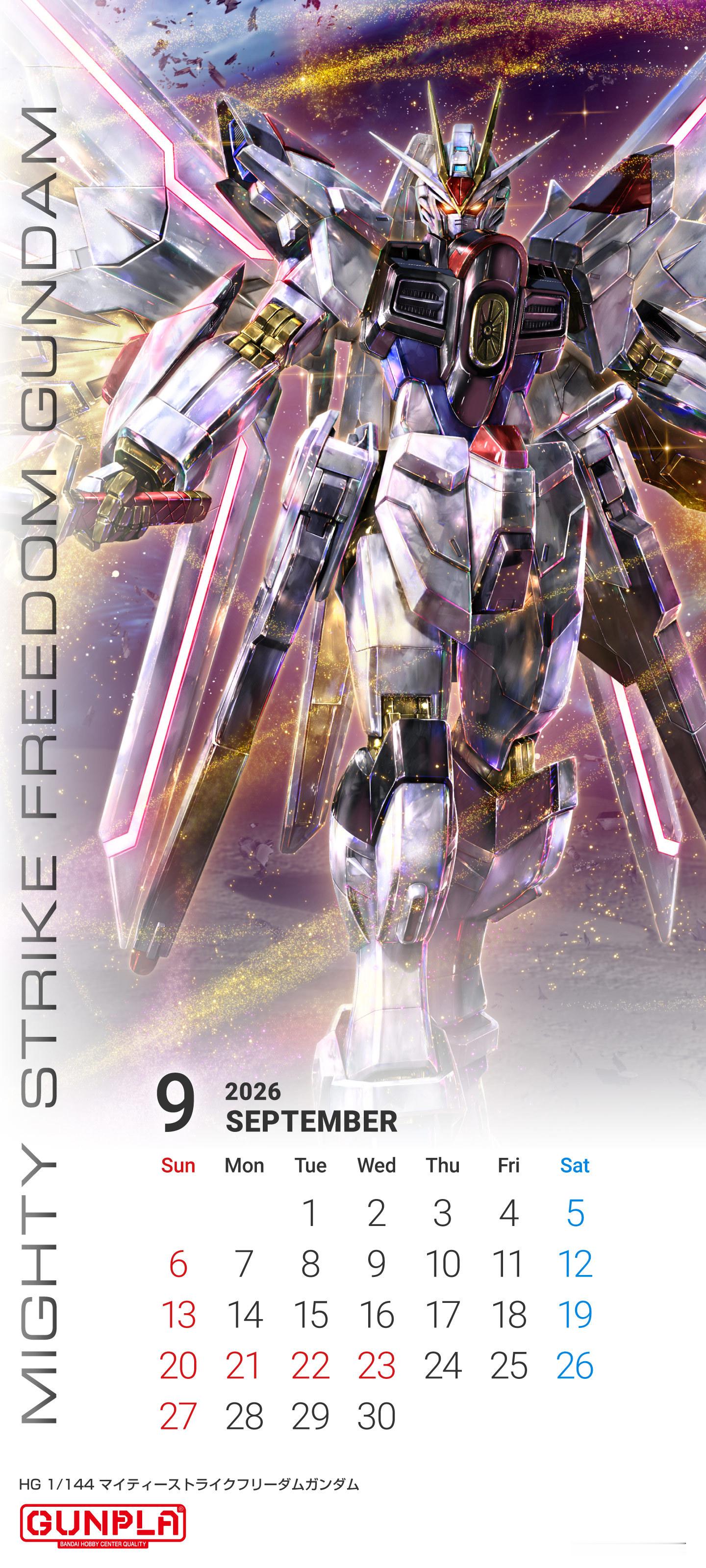 9月GUNPLA封绘月历：HGCE非凡强袭自由高达高达模型高达模型←i