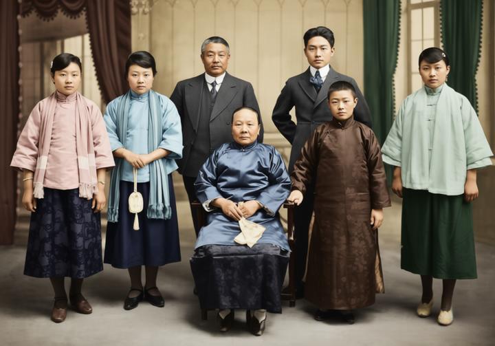 这张照片是黎元洪家族在1928年的全家福，也是这位前中华民国大总统去世前不久留下