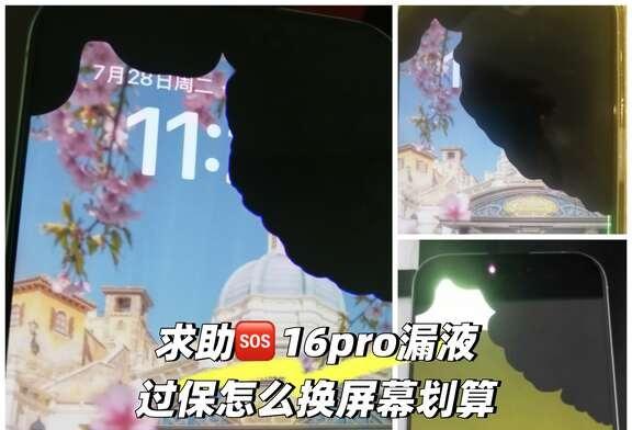 求助iPhone16pro漏液且过保怎么换屏幕划算24年十一月买的，电池健康是