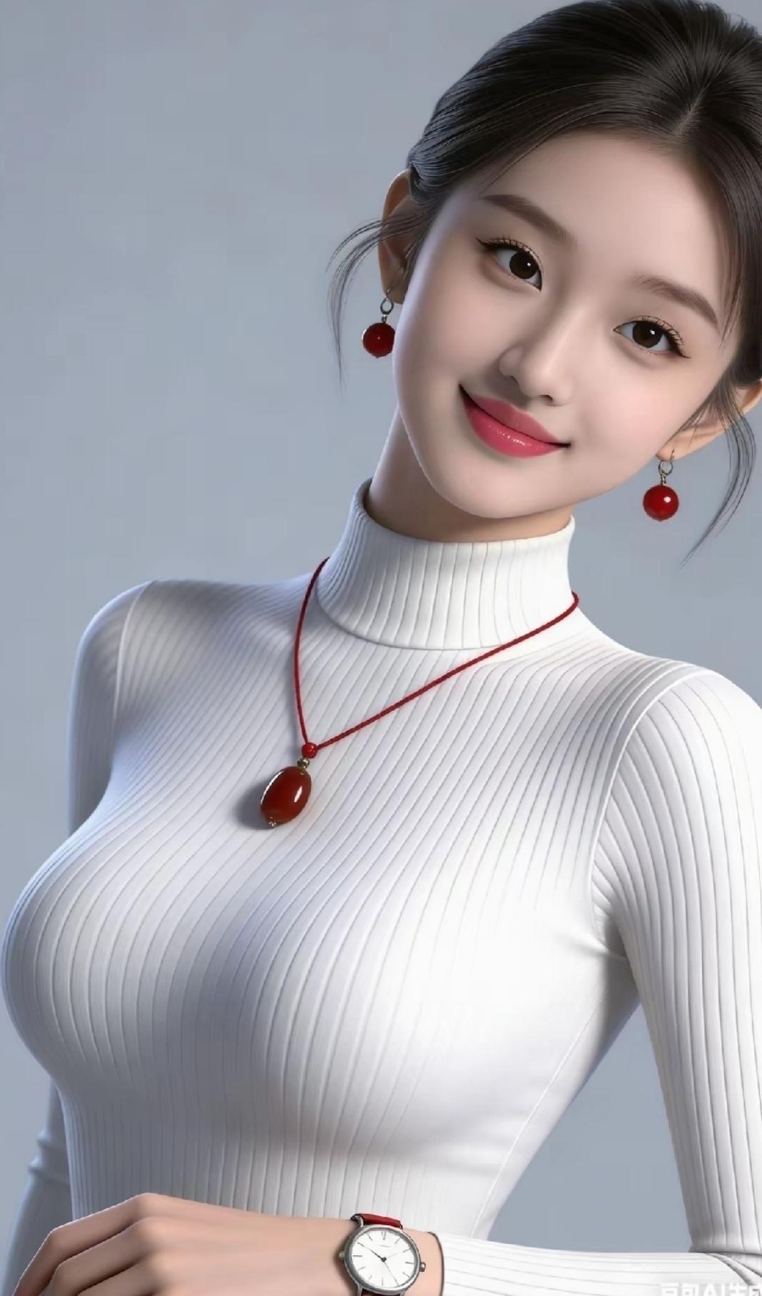 优雅白裙，红宝石项链，尽显高贵气质！💎👗