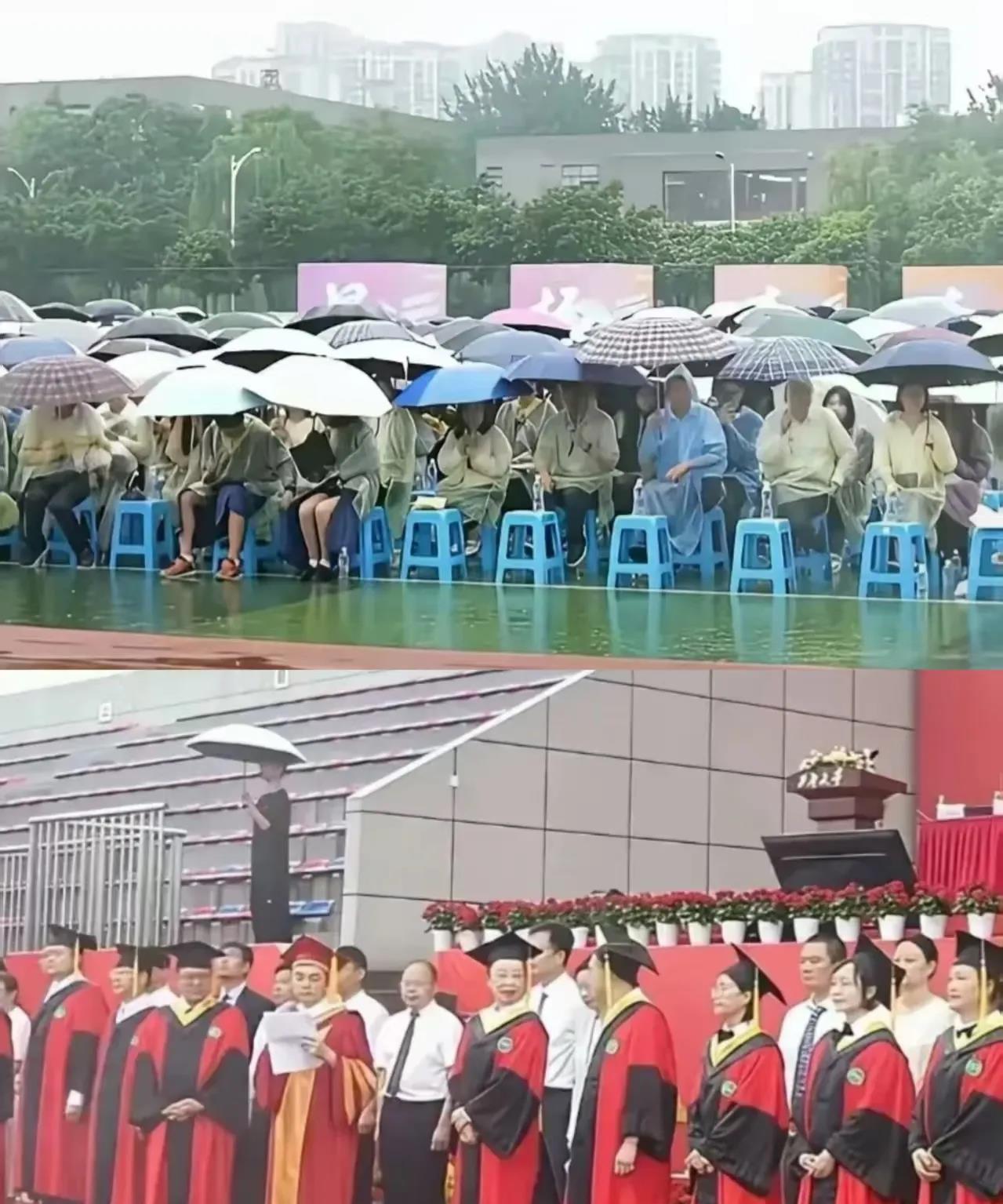 喊话让校长下来淋雨的那个大学生，现在估计在后悔吧，没想到自己一句气话，引发了