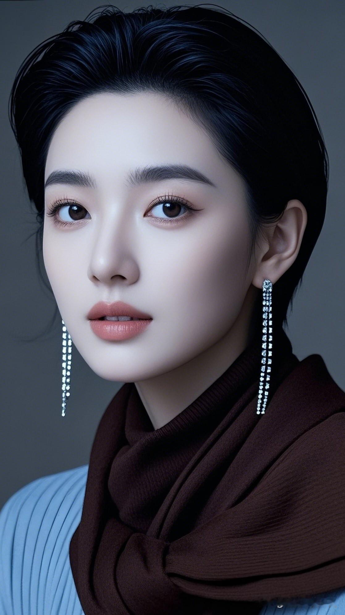 玉颜如花，倾国倾城。什么样的女人最有吸引力优雅黑发美人，精致的妆容与闪亮的耳饰