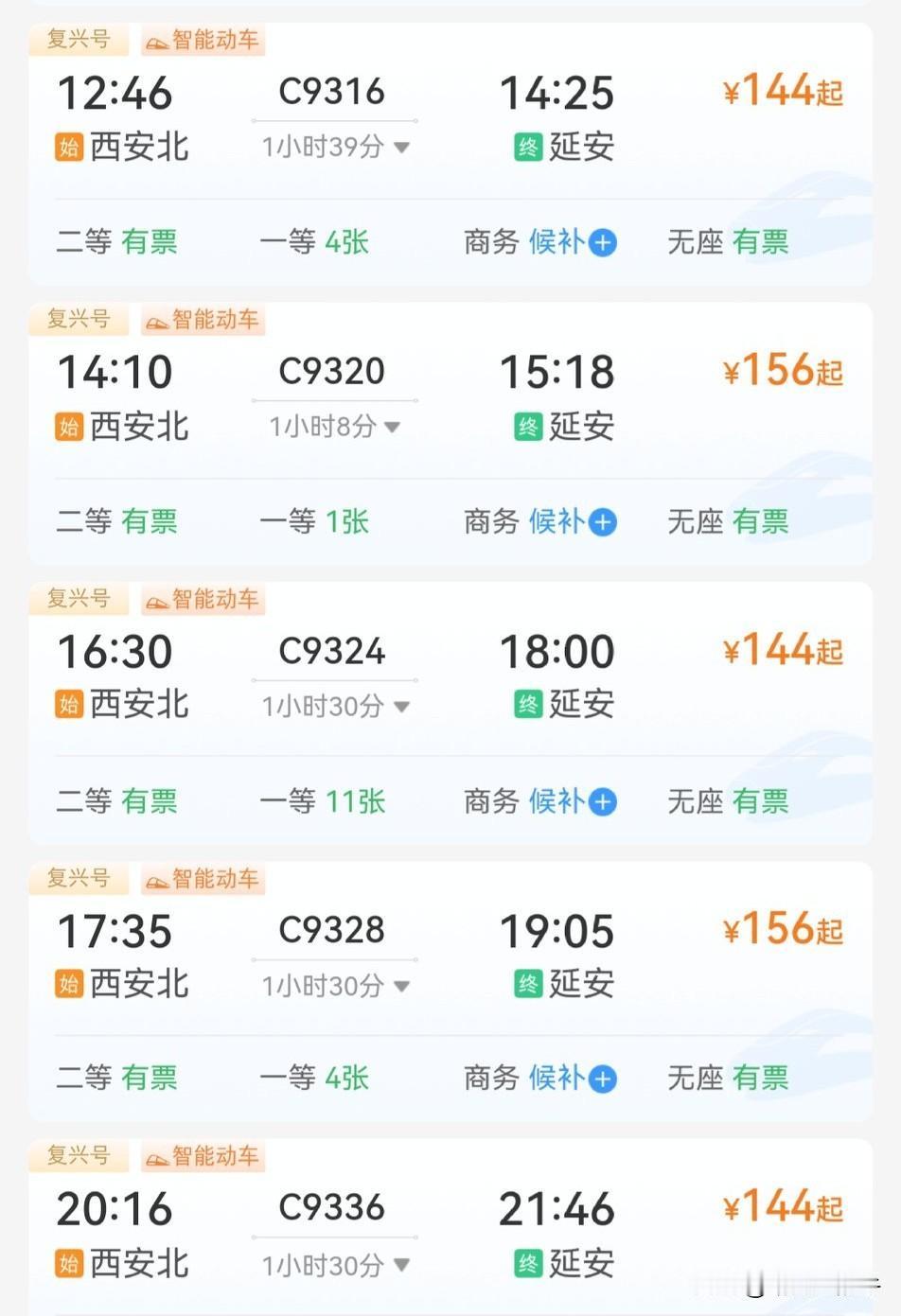 通往革命老区延安的高铁🚄终于通车了！票价比网上预测的能便宜一些，大部分人