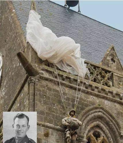 历史上最能‘装死’的男人！1944年，美国一伞兵空降德占区，不幸被挂教堂外墙上，