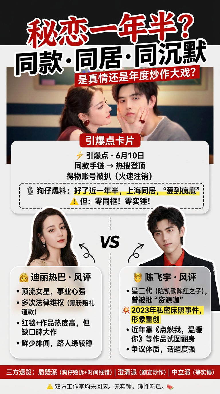 迪丽热巴你图啥啊？陈飞宇床照那事儿才过去多久啊？现在居然被传同居？一边是陈飞宇