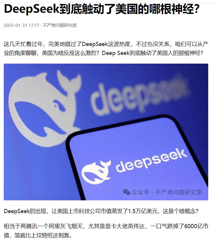 DeepSeek到底触动了美国的哪根神经？高精尖打到了白菜价，DeepSee