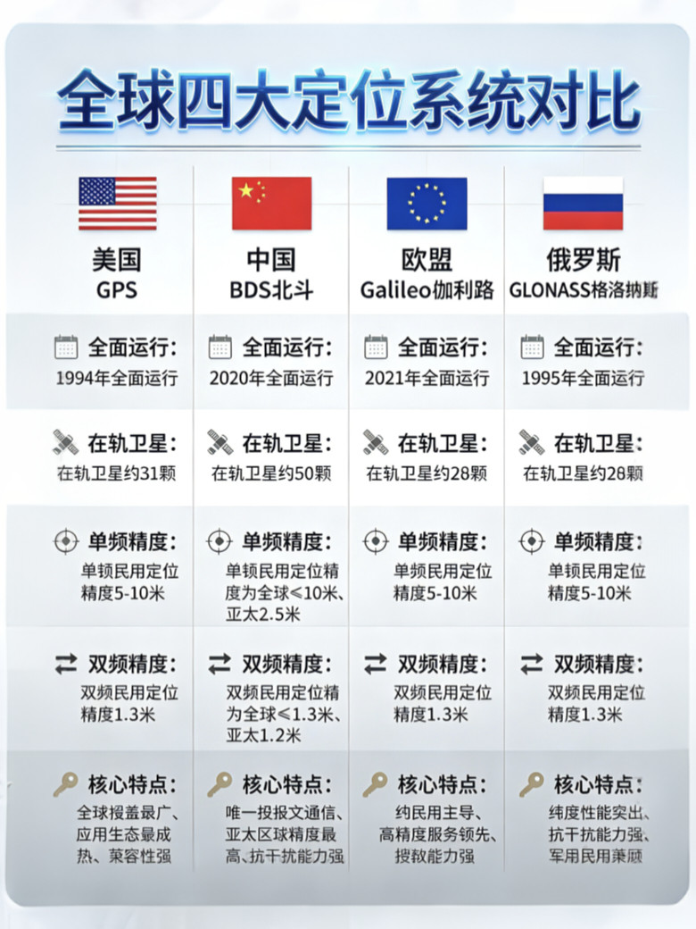 全球四大卫星定位系统对比！
