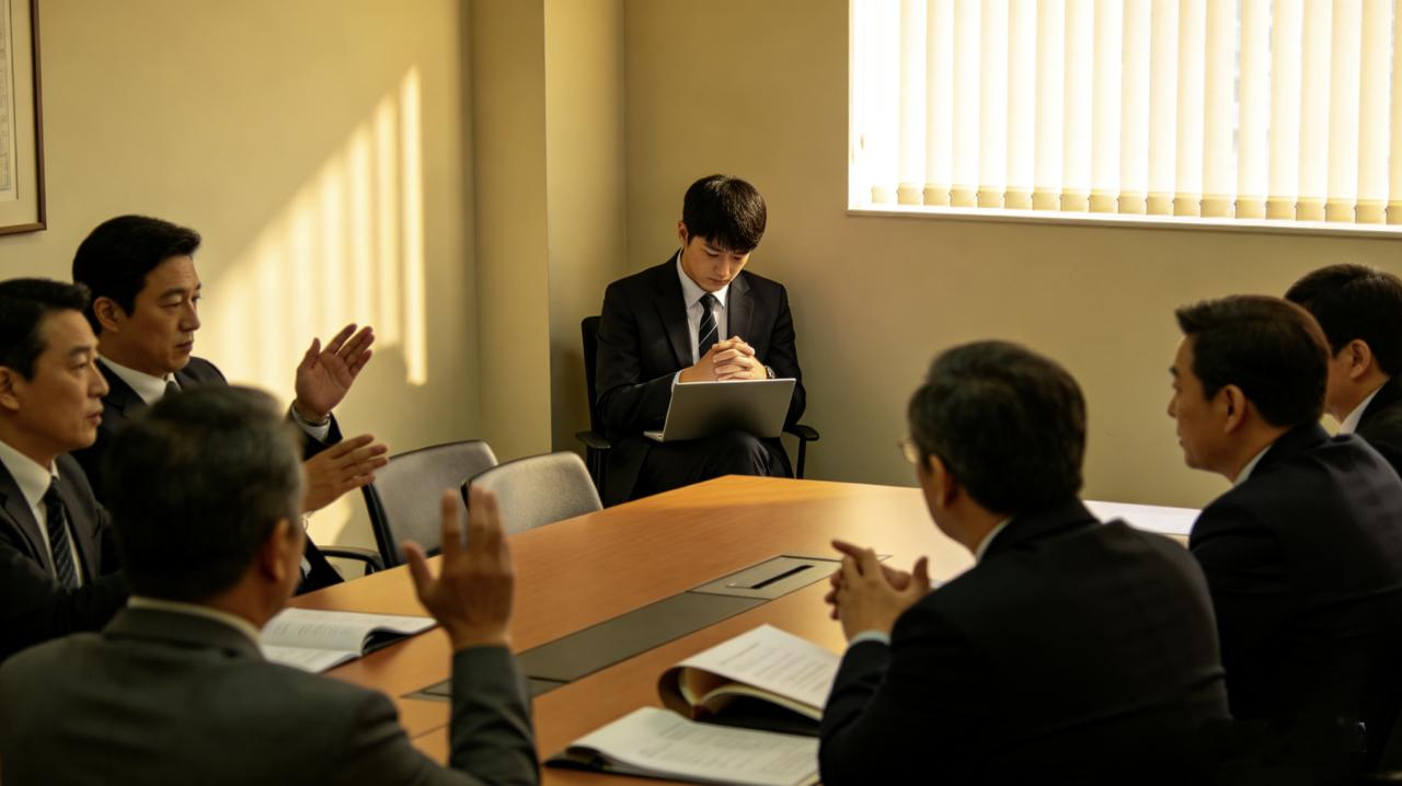 新来的项目经理小林，每次开会都坐在角落，从不多话。那天讨论一个重要方案，老员工