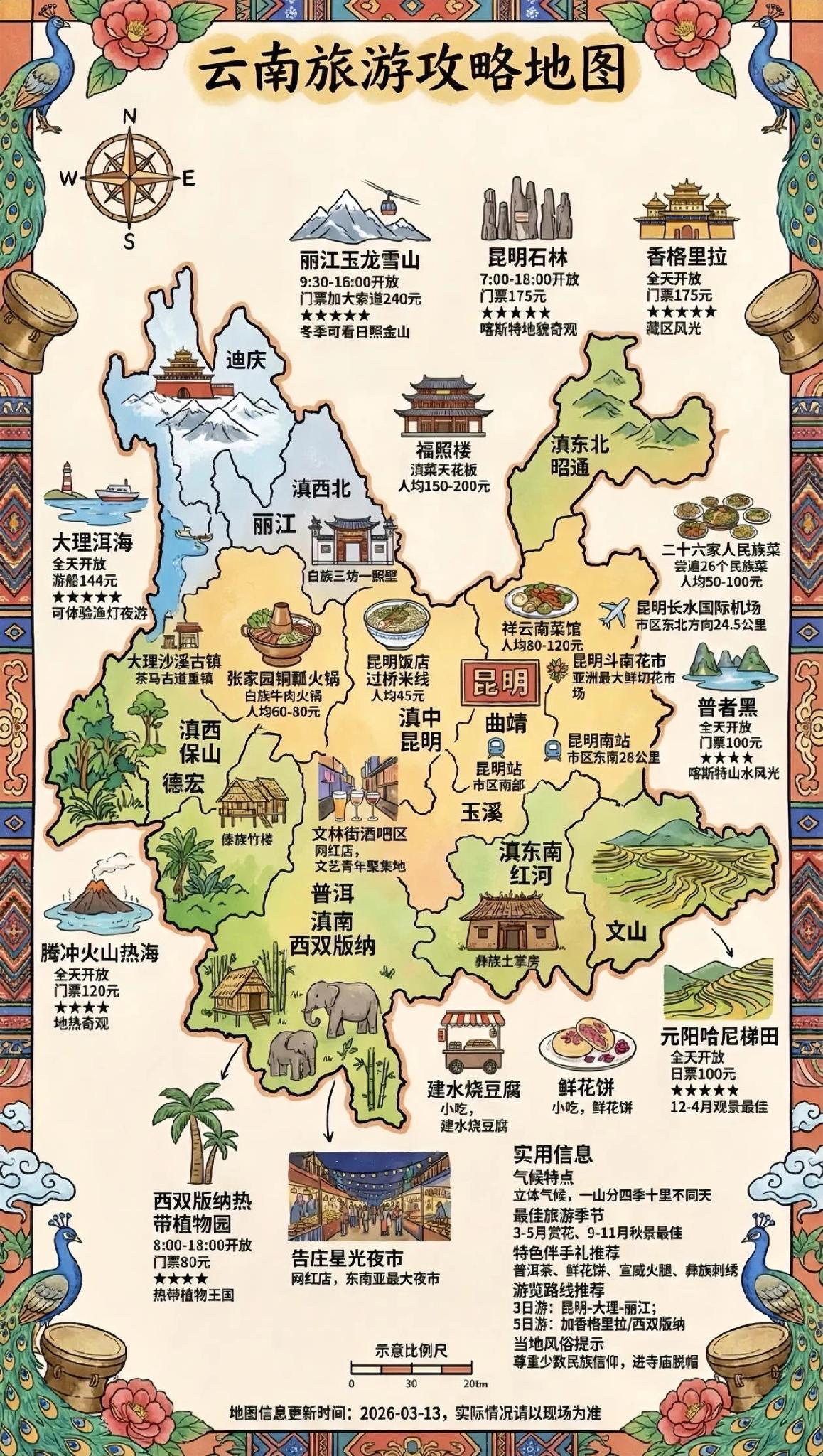 云南旅游攻略地图，探索云南的美食、景点和实用信息！🌿🍜