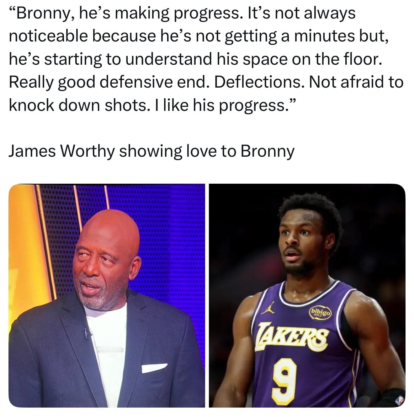 詹姆斯·沃西对布朗尼给予肯定：“布朗尼正在取得进步。这种进步不一定总是很明显，因