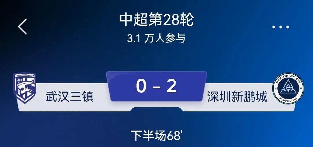 深圳新鹏程2连胜提前上岸，陈涛真的有两把刷子，今晚深圳新鹏程2比0武汉三镇，现在