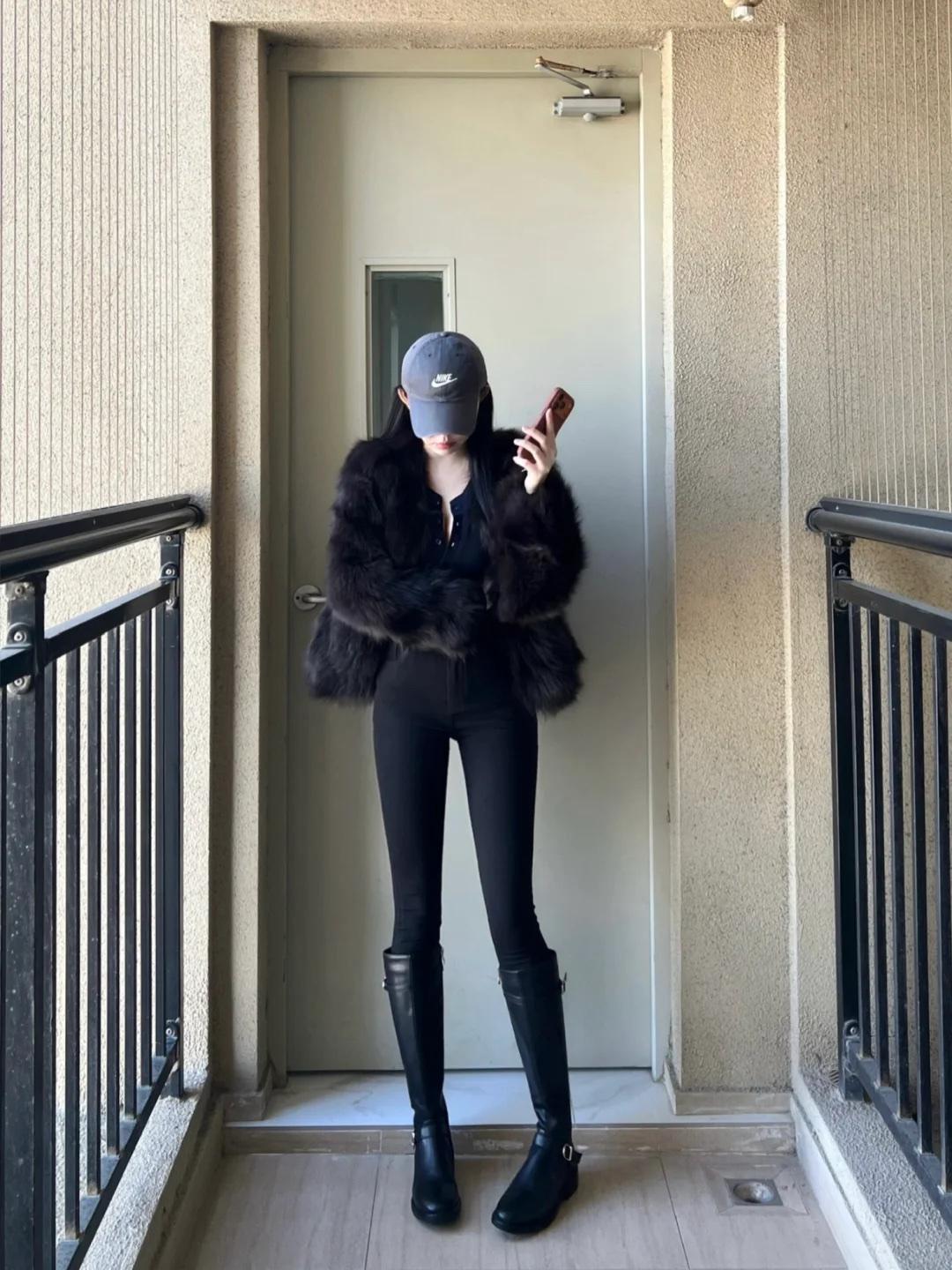 冬天穿什么！皮草➕长靴！加绒不过膝长靴零下抗寒靴子一体绒长靴长靴不露腿穿搭