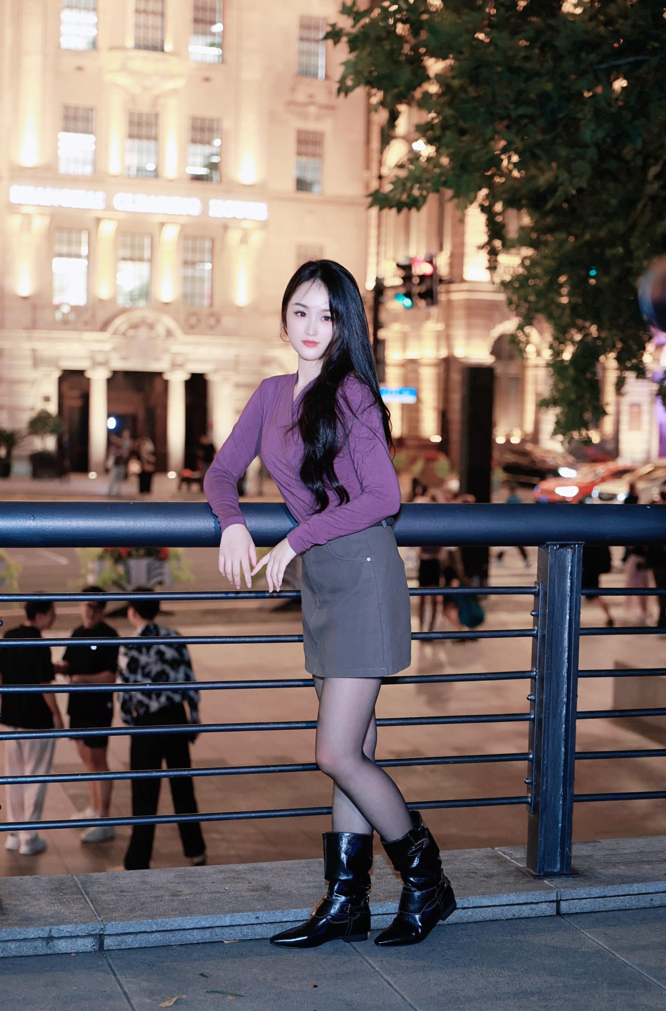街拍小姐姐穿搭 夜景人像 名媛气质 街拍美女