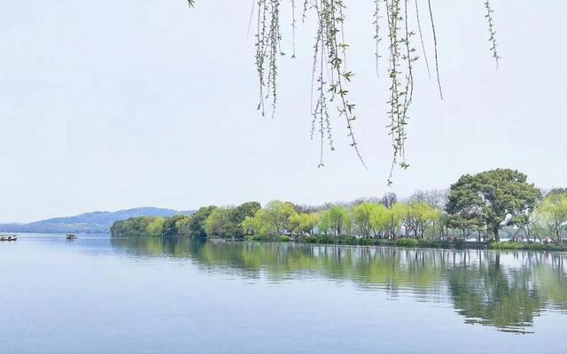 林逋湖上观景, 吟诵了一首七律, 笔调清新, 余韵不尽