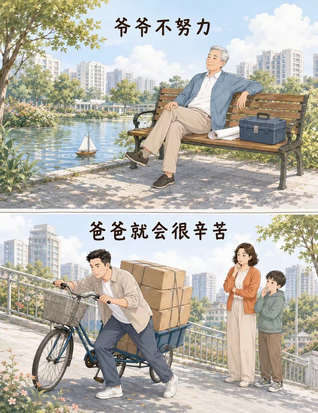 一家人的幸福是三代人拼出来的！