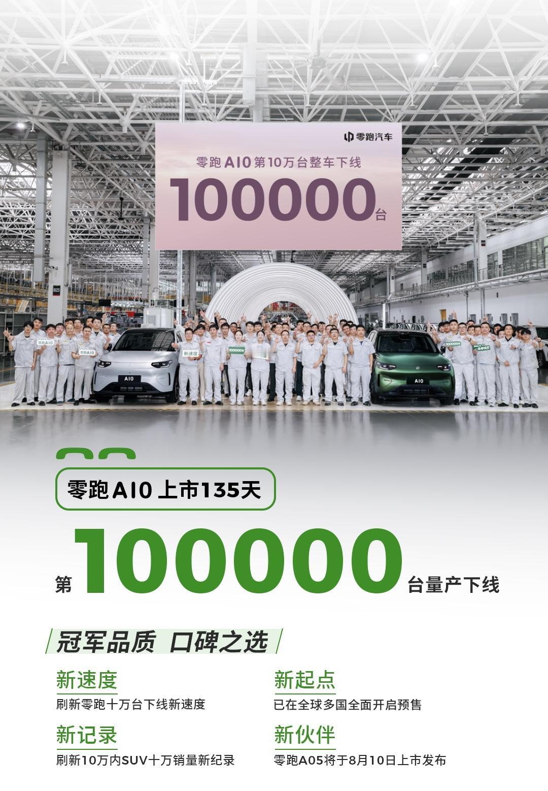 零跑A10第10万台下线了～这速度也是快快滴正如网友们所说，我喜欢零跑A10