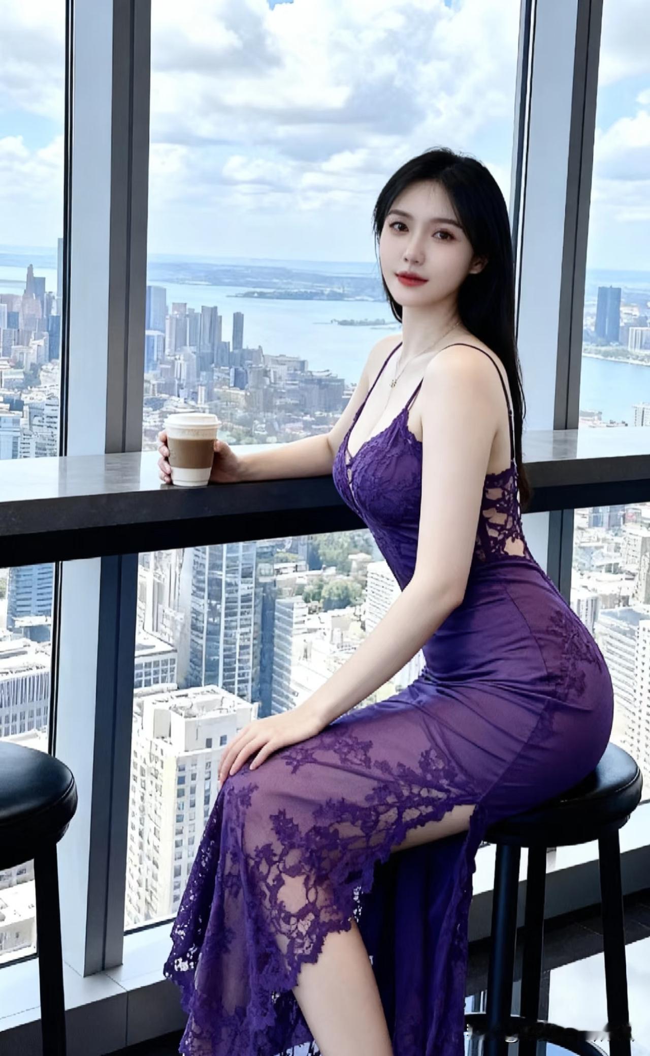 紫袍窗外写真摄影紫衣佳人写真粉衣楼景写真紫裙写真紫衫氛围感写真紫韵风情