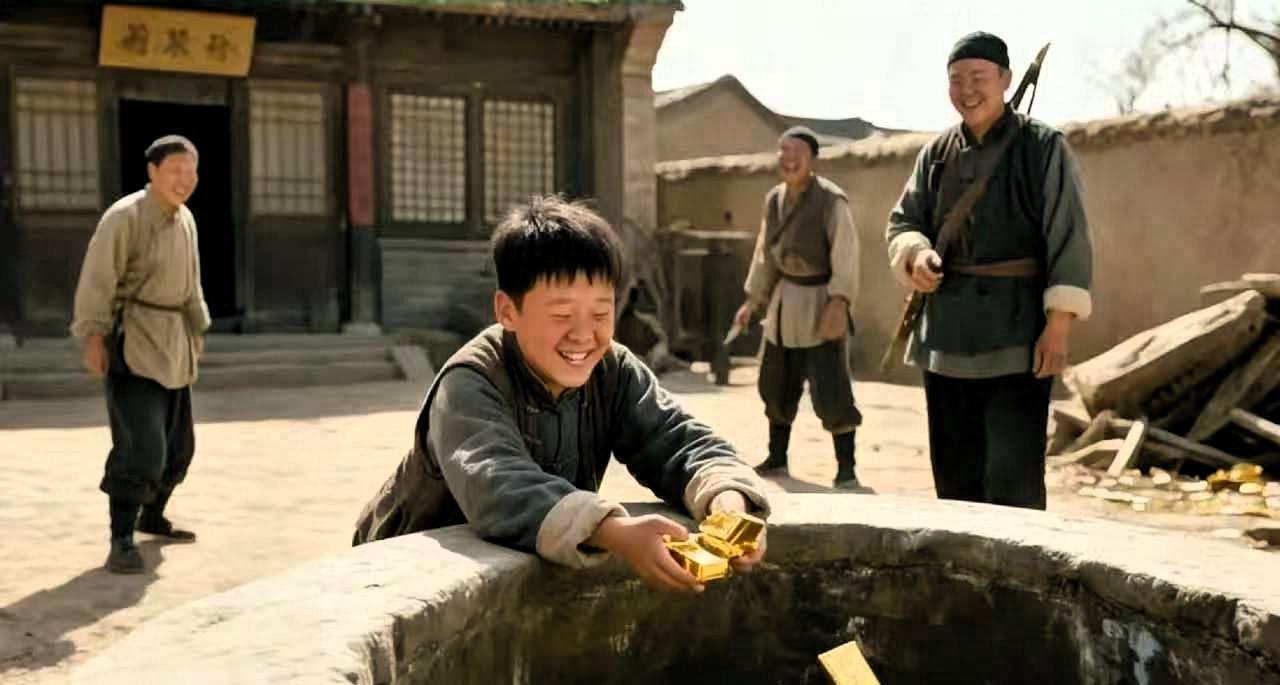 地主家傻儿子每天往井里扔金条，长工们笑他败家，土匪进村那天把家抄空了，傻儿子指着