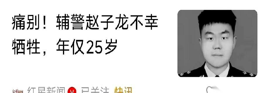 赵子龙，25岁，00后辅警。如果不是因为这条突发的消息，很多人可能一辈子都不会