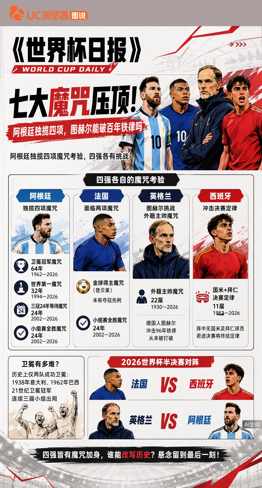 七大魔咒压顶！阿根廷独揽四项，图赫尔能破百年铁律吗