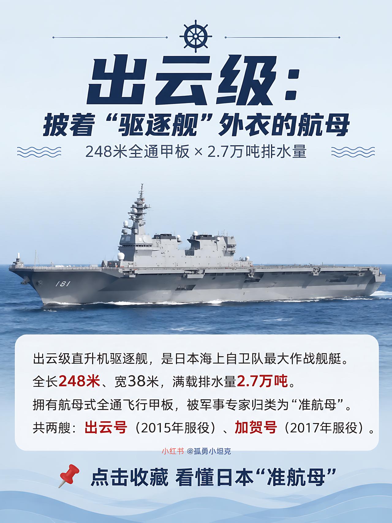 偷梁换柱！出云级驱逐舰实质变身轻型航母？打着驱逐舰名号，日本悄悄完成航母化深度