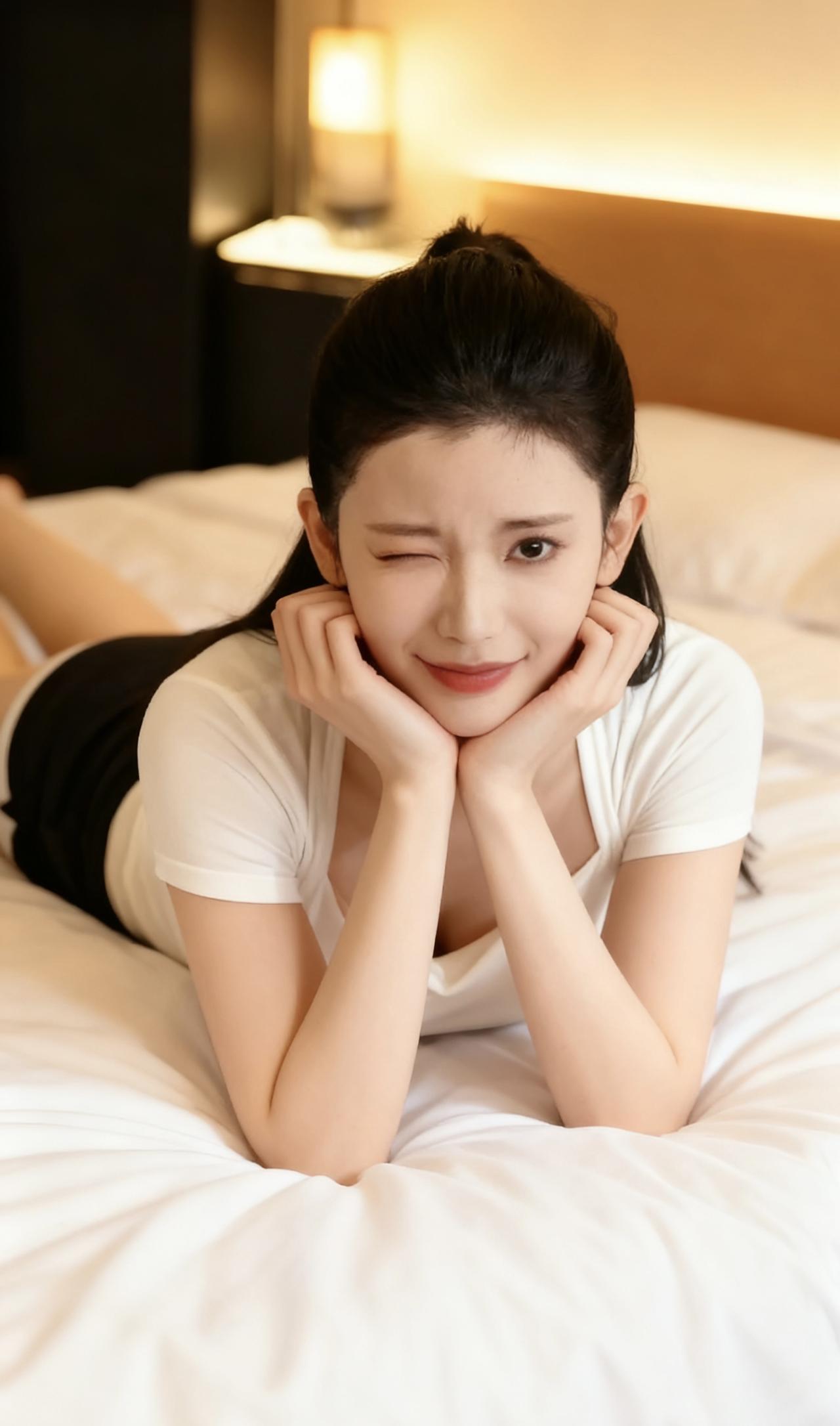 青春合集1️⃣2️⃣晨光漫进墙，白T裹着软。黑短裤添点飒，影子都懒着舒展。