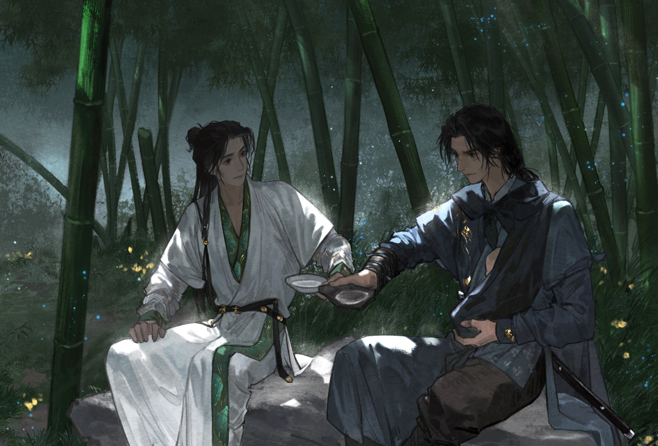 燕云十六声晏奚竹林里碰一个~！【其实是开头动画那一段，我就是想看他俩喝酒！】