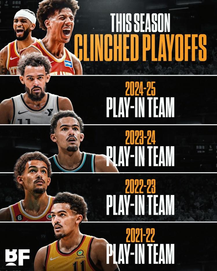 杀人诛心啊！有特雷杨：老鹰连打4年附加赛无特雷杨半个赛季：老鹰锁定东部前6