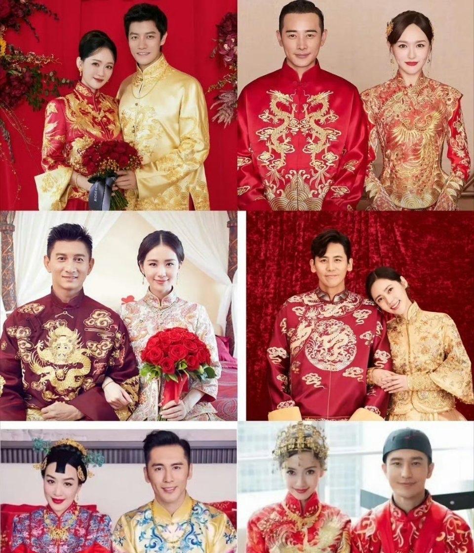 女明星婚礼中穿的中式礼服，你更喜欢哪一套