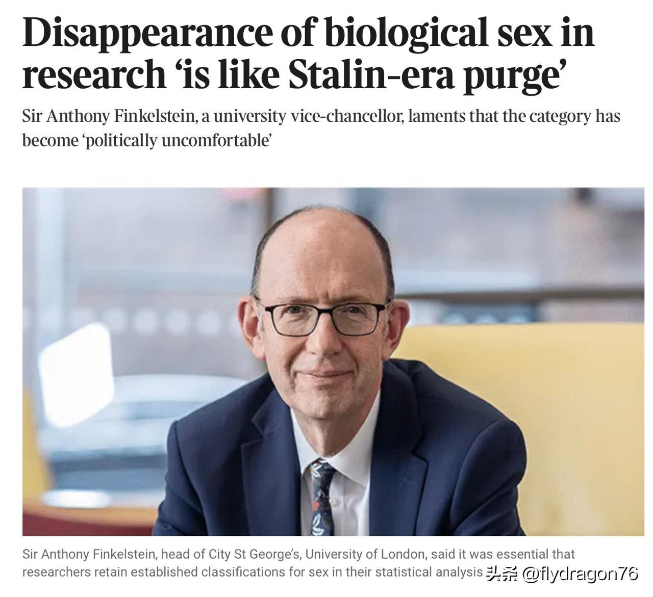 🇬🇧《泰晤士报》发出警告：“生物性别在研究中的消失如同斯大林的清洗。”别