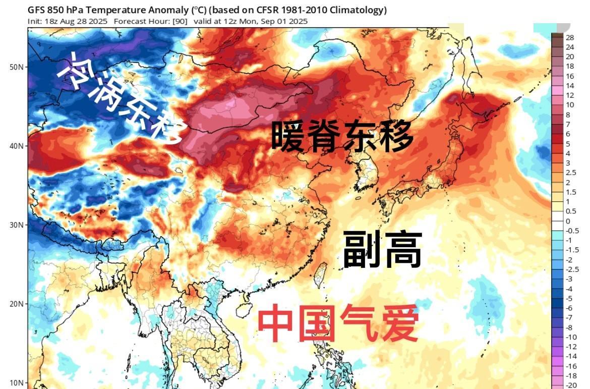 【冷空气展望】目前gfs模式又报喜讯！对9上冷涡有弱反应。形势观察来看，北方先被