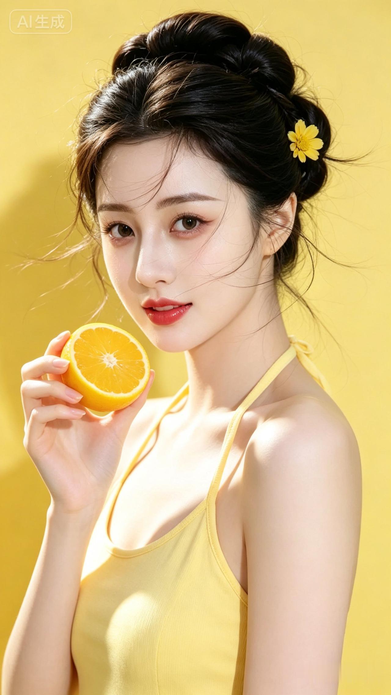 元气满满！柠檬黄少女与清新柠檬的完美搭配，元气满满的一天从这里开始！🍋🌞