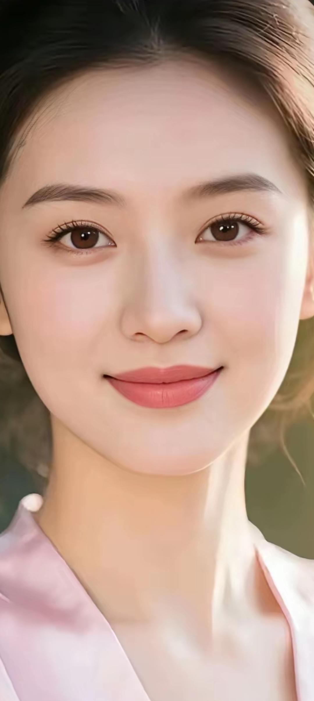 温柔甜美的微笑，粉色衬衫的清新穿搭，元气满满的一天！🌸💕