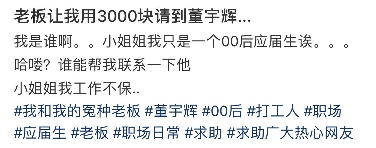 老板让我用3000块请到董宇辉……