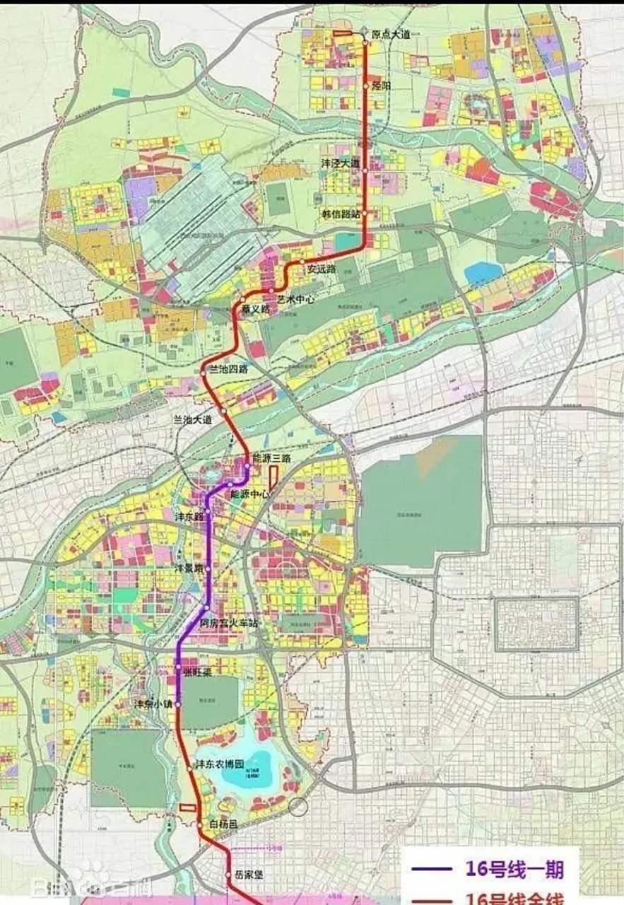 西安地铁16号线二期16号线二期原计划分为南北两段，北段从秦创原中心站延伸至