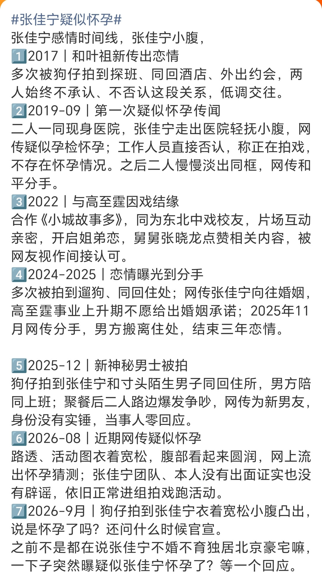 张佳宁疑似怀孕？挺好的恭喜恭喜，还记得是单亲家庭长大的张佳宁说过自己基本上不会结婚的，也快40岁了，