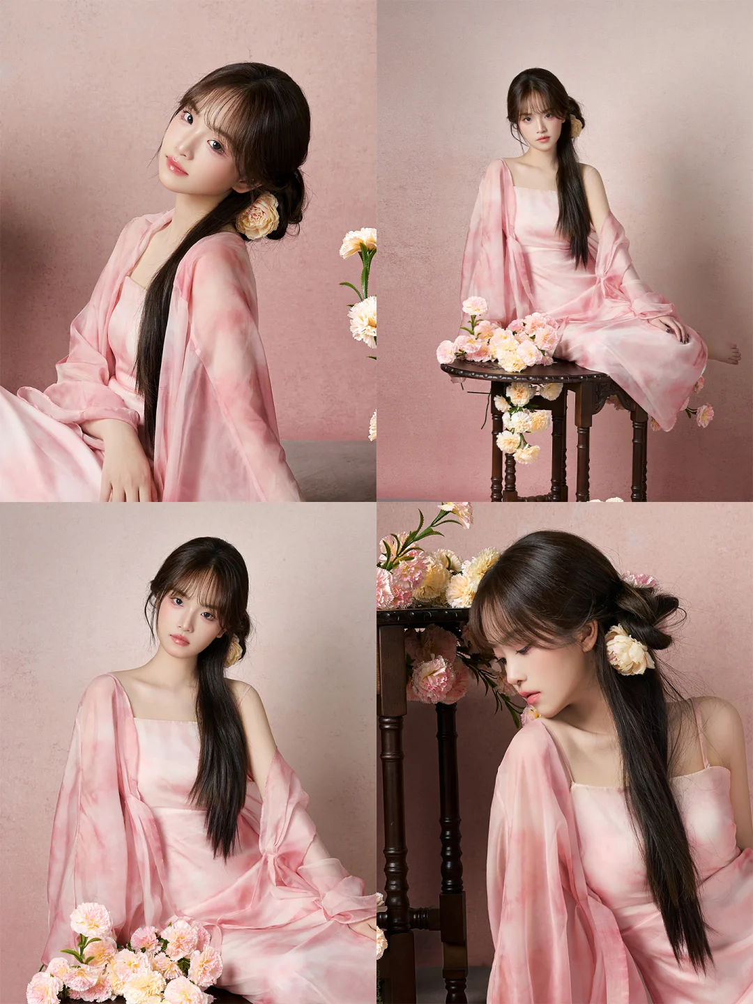 水墨染上粉霞🌸少女感鲜花新中式写真