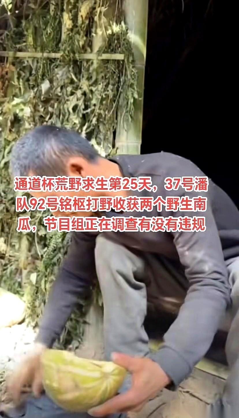 一个南瓜，吃了一半，人可能就没了。你说逗不逗。荒野求生，饿得眼冒金星，哥们儿