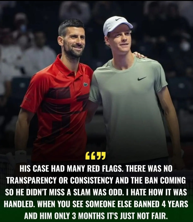 双重标准还是处理不当？德约科维奇终于发声！德约科维奇毫不掩饰地表达了他对辛纳