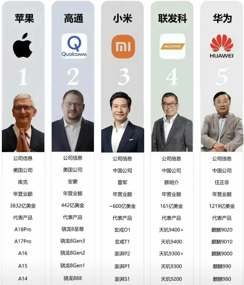 恭喜恭喜，小米成为全球五家能够自主研发手机芯片的科技玩家这个排名很有意思，美国