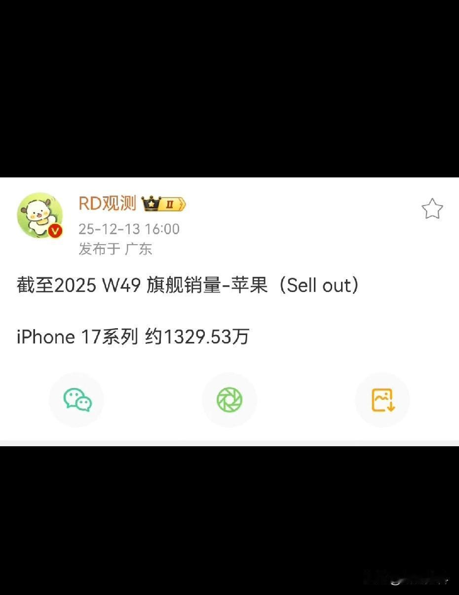 苹果真的强的可怕iPhone17系列自9月份发布以来不到三个月就销售了132