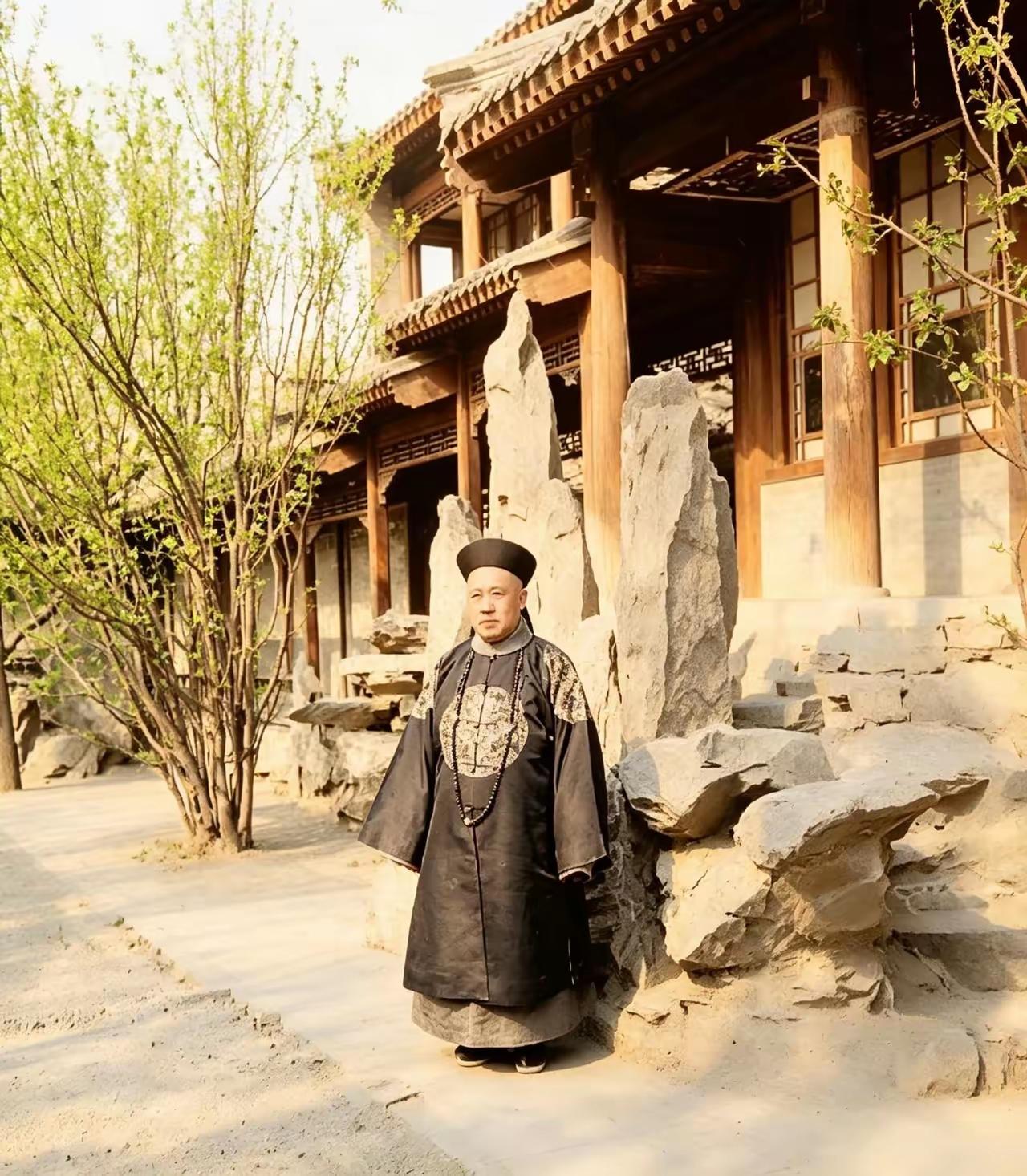 这名身穿五爪正龙圆补服的男子是晚清个头最矮的亲王。当时，全国有资格穿这身补服的男